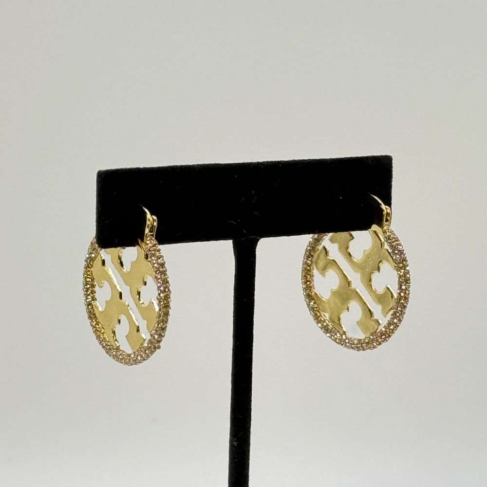 Tory Burch Large Gold Logo Hoop Earrings ✨ - Picture 2 of 16